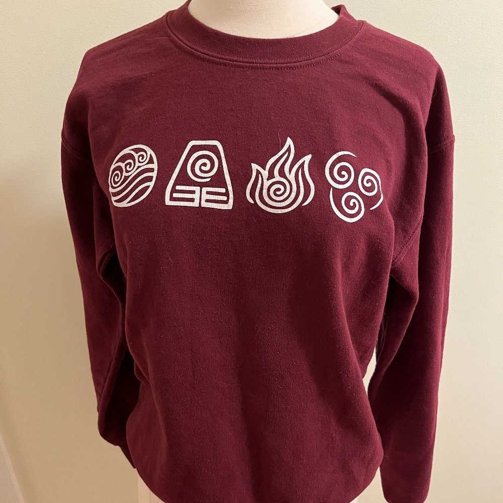 burgundy avatar the last air bender crewneck